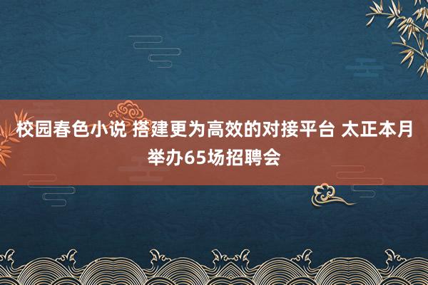 校园春色小说 搭建更为高效的对接平台 太正本月举办65场招聘会