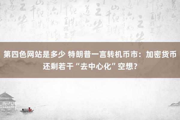第四色网站是多少 特朗普一言转机币市：加密货币还剩若干“去中心化”空想？